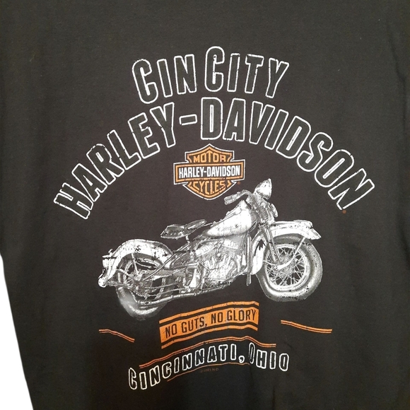 Harley-Davidson Black and Gold Short Sleeve Tee Cincinnati Ohio 2X Tall - Picture 2 of 8
